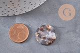 Pendentif rond marron beige plastique acétate 22mm, x2 (G2837)