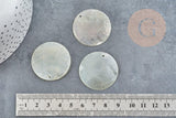 Pendentif rond nacre naturelle blanche 35mm, x5 (G8277)