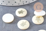Pendentif rond nacre tortue, pendentif tortue,coquillage blanc naturel,16mm,1 trou x10 (G1068)