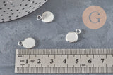 Round cabochon setting pendant, 201 stainless steel, silver-plated, 8mm, x1 (G11192)