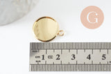 Pendentif rond support cabochon acier inoxydable doré 16mm, x1 (G9538)