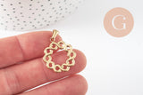 Pendentif rond tressé acier 304 inoxydable doré PVD 25mm, x1 (G10192)
