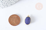 Pendentif scarabée lapis lazulis naturel argent 925 doré 18K 20mm, x1, G7723