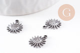 Pendentif soleil acier inoxydable 304 platine 14.5mm, x1 (G10056)