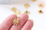 Pendentif soleil laiton doré 18k 16.5, pendentif en cristal pour création bijoux porte bonheur pour femme, x1 (G6238)