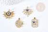 Pendentif soleil oeil protecteur chance zamac doré zircon 18K 13-30mm,Pendentif doré porte-bonheur x1 G7690