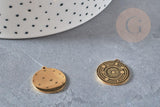 Pendentif système solaire acier 201 inoxydable dore 19.5mm, x1 (G6127)
