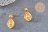Pendentif tibétain laiton doré, breloque bouddhisme, pendentif laiton religieux, 21mm, x2 (G4324)