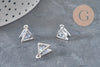Silver zamac zircon crystal triangle pendant 11mm, x4 (G0290)
