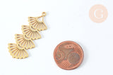 Pendentif triangle éventail acier doré 44mm, breloque doré, acier inoxydable doré, pendentif sans nickel, x1 G6341