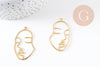 Pendentif visage laiton brut, fournitures pour bijoux, laiton brut ,bijoux moderne,43x26mm, x1, G3183