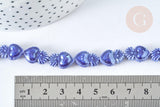 Perle Porcelaine Cœur bleu foncé irisé 15.7mm, x1 fil de 36cm (G7444)