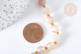 Perle Ronde Agate facettée fleur de cerisier naturelle 7.5mm, x1 fil de 38cm (G7455)