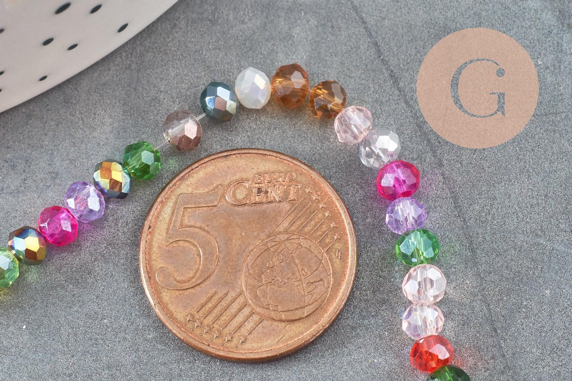 Perle abacus cristal multicolore 3x4mm, x1 fil de 39cm (G2749)