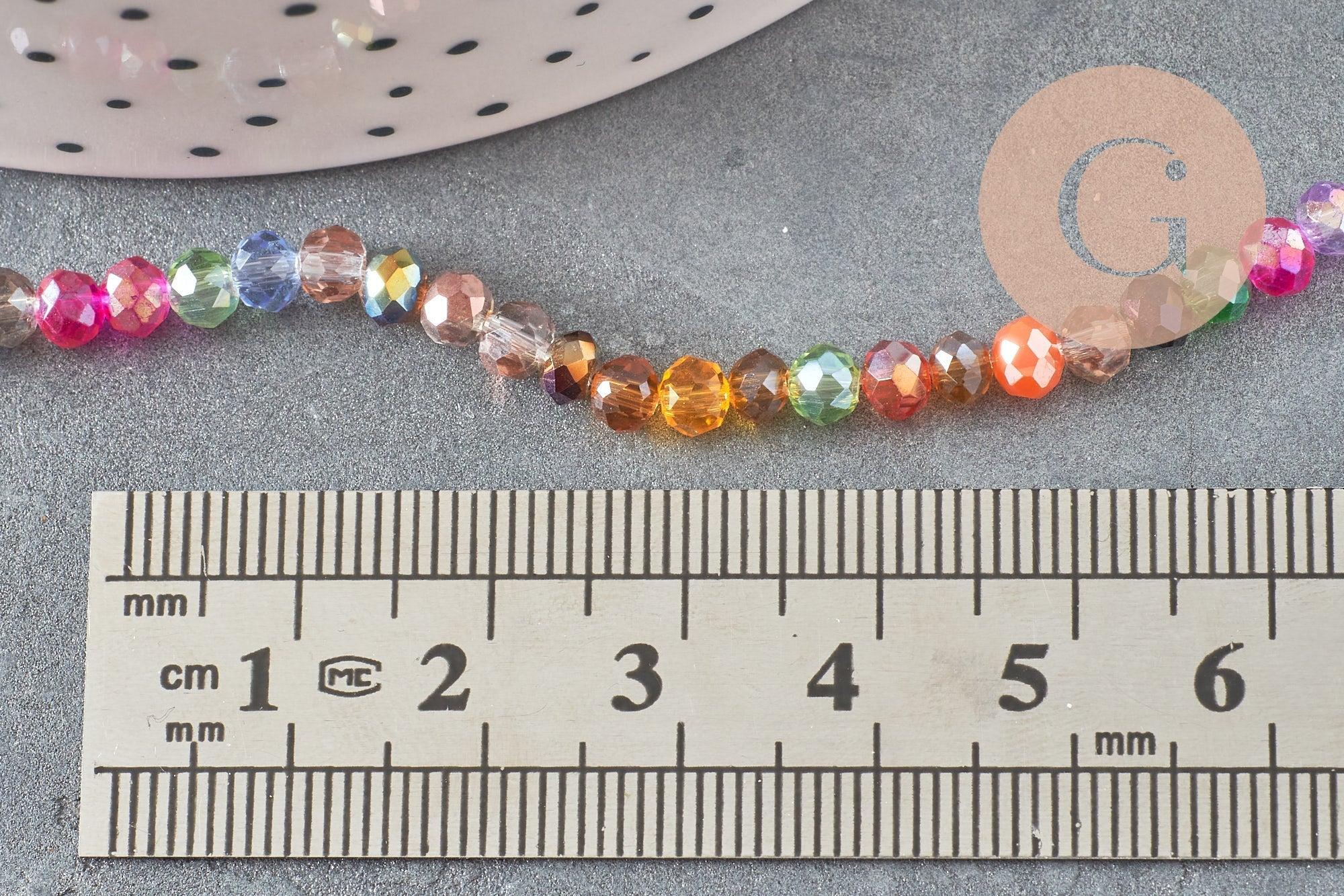 Perle abacus cristal multicolore 3x4mm, x1 fil de 39cm (G2749)