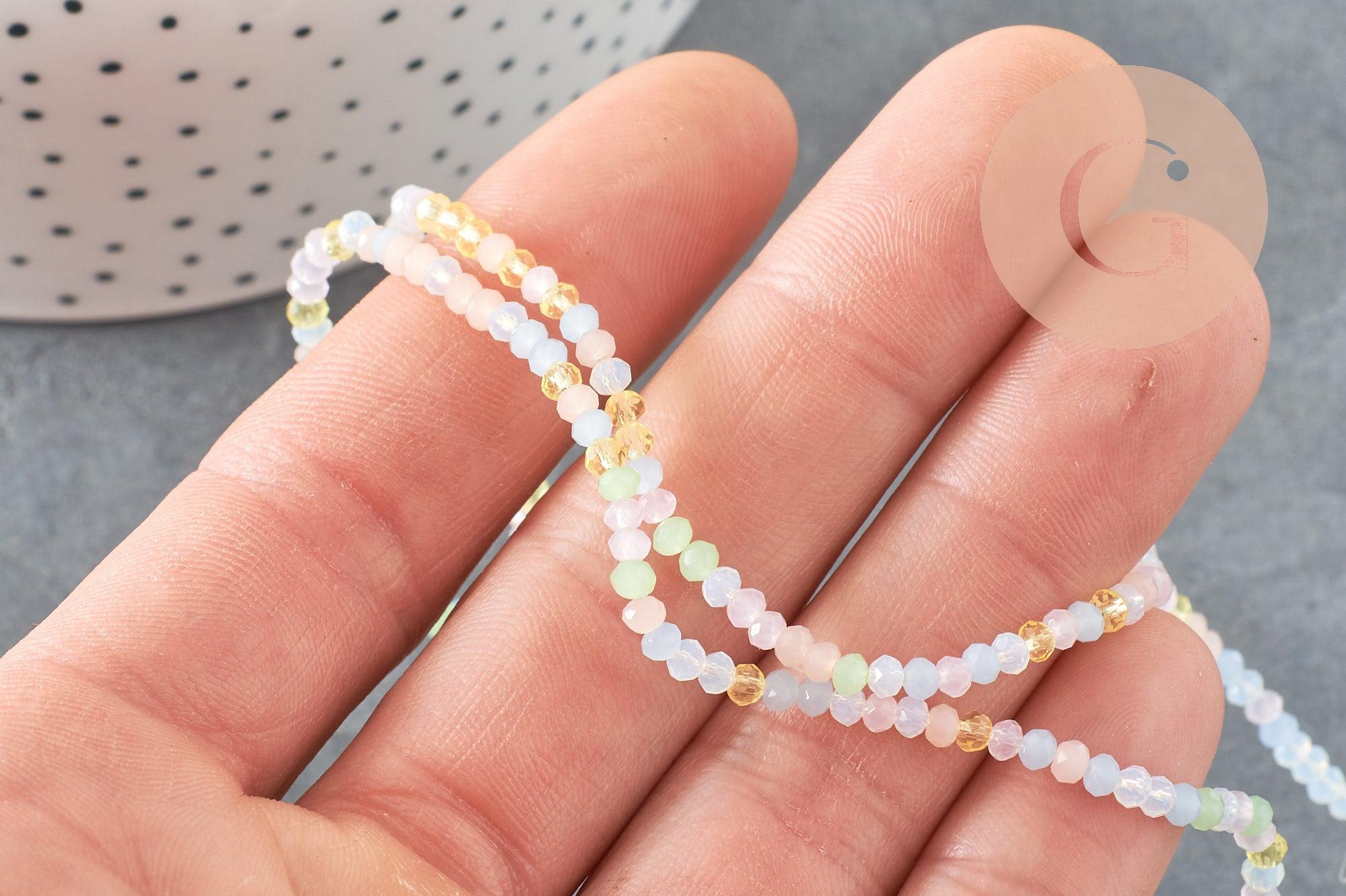 Perle abacus cristal pastel multicolore opaque, perles bijoux, perle abacus, perle cristal,Perles verre ,3x2.5mm,fil de 190 perles, x1 (G7217)
