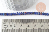 Perle abacus jade naturel bleu marbré 4x2mm,fil de 35 cm, x1 (G3227)