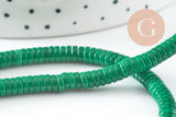Perle agate heishi rondelle verte, perle agate naturelle, pierre naturelle,4.5mm,fil de 250 perles, x1 (G9710)