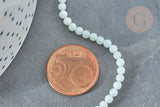 Perle amazonite naturelle ronde bleu-vert 3mm, pierre naturelle, fil de 41cm x1 (G7395)