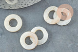 Perle anneau nacre blanche naturelle, perle cercle, coquillage blanc, 20mm, x5 (G8052)