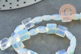 Perle carrée en opalite 12mm, bijou en pierre naturelle, opale synthétique, le fil de 20cm, x1 (G5881)
