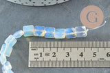 Perle carrée en opalite 12mm, bijou en pierre naturelle, opale synthétique, le fil de 20cm, x1 (G5881)