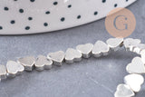 Perle coeur hématite de synthèse argenté 6mm, x1 fil de 40cm (G4107)