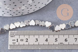 Perle coeur hématite de synthèse argenté 6mm, x1 fil de 40cm (G4107)