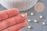 Perle coeur laiton doré 18carats 7mm, x10 (G0033)