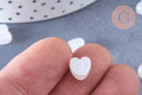Perle coeur plastique blanc nacré 8mm , x 20 perles (G6439)
