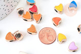 Perle coeur plastique doré multicolore pastel,perle acrylique,perle, 11.5mm, x10 (G5603)