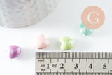 Perle coeur porcelaine multicolore irisé 12mm, x5 (G9772)