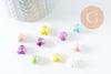 Perle coeur porcelaine multicolore irisé 12mm, x5 (G9772)