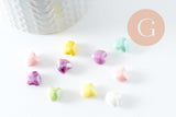 Perle coeur porcelaine multicolore irisé 12mm, x5 (G9772)