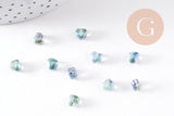 Perle coeur verre bleu irisé 6mm, des perles en verre pour création bijoux, x10 (G6249)