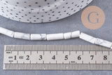 Perle colonne tube howlite naturelle blanche,perle pierre howlite naturelle,bijou perle pierre,13mm,x1 fil de 29 perles (G0216)