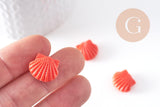 Perle coquillage résine rose imitation corail 16mm, x5 (G10343)