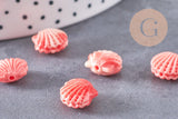 Perle coquillage résine rose,perle imitation corail 11.5mm, x5 (G5000)