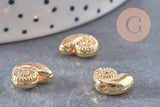 Perle coquillage zamac doré 14K 11mm, x5 (G5797)