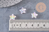 Perle étoile plastique acrylique rose irisé 11mm, x 30 (7.4gr) (G3493)