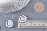 Perle fleur porcelaine bleu clair 17mm, x5 (G10810)