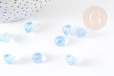 Perle fleur verre bleu ciel transparent imitation jade 11mm, perle création bijoux DIY x10 (G9254)