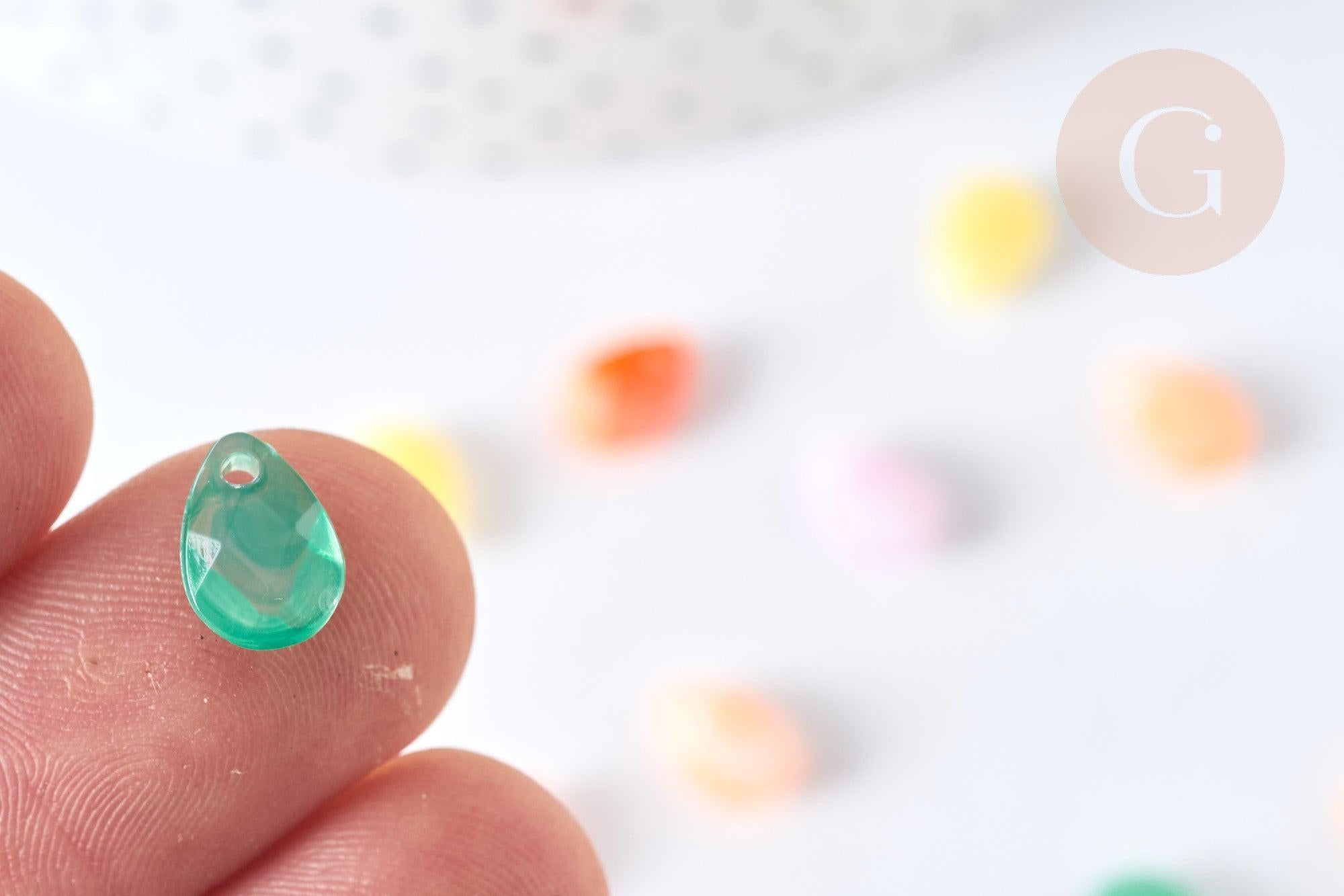 Perle goutte acrylique transparent multicolore 10mm, x10 (G7272)