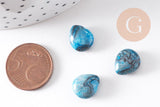 Perle goutte agate bleu facetté, agate naturel,perle jade,perle pierre précieuse, 12mm, x5 (G2044)