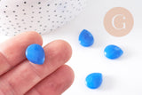 Perle goutte jadeite bleu facetté,jadeite naturel,pierre précieuse,15mm, x5 (G0386)