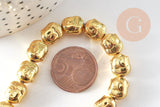 Perle hématite dorée tête de bouddha, perle hématite non magnétique pour pierre,10x9mm, 40 cm le fil de 40 perles, x1 (G4499)