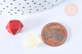 Perle hexagone imitation gemme plastique multicolore 11.5mm, perle plastique coloré, couleurs mélangées,x 10 perles G6402