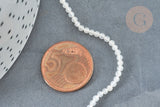 Perle jade blanc naturel ronde 2mm, x1 fil de 41 cm (G7397)