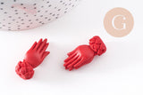 Perle main de Bouddha résine rouge 26.5mm,perle imitation corail en résine,x2 (G5790)