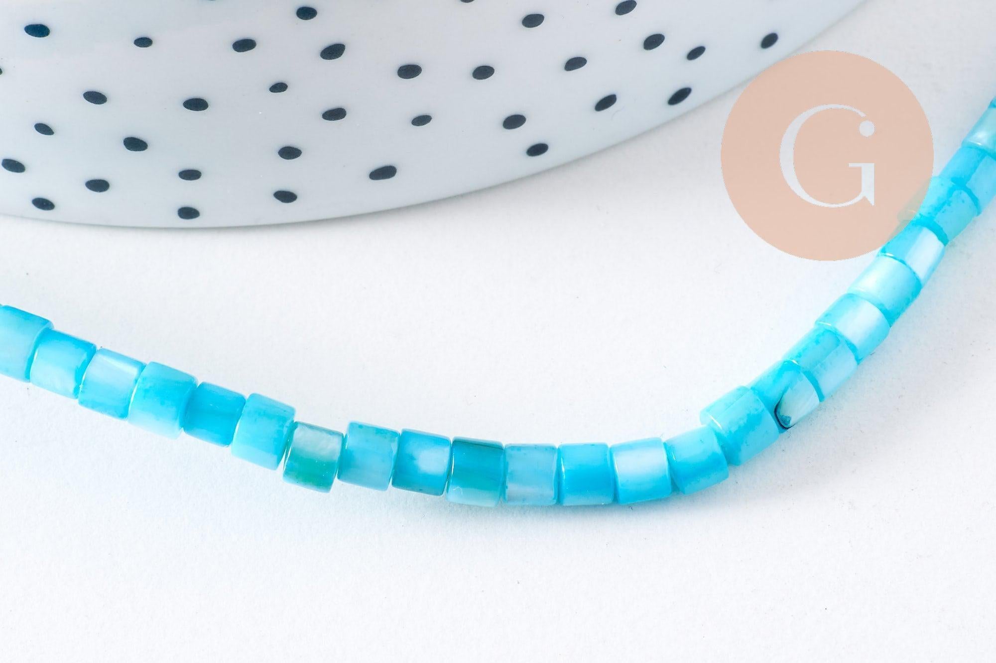 Perle nacre naturelle heishi multicolore 4x2.5mm, x1 fil de 38.9cm (G7886)